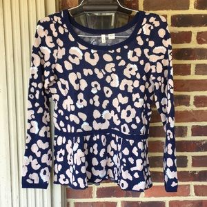 Anthropologie animal print peplum sweater- Mint
